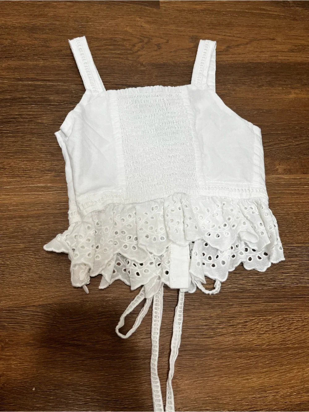 Katiej NYC White Eyelet Tank Crop Girl Top Size Small